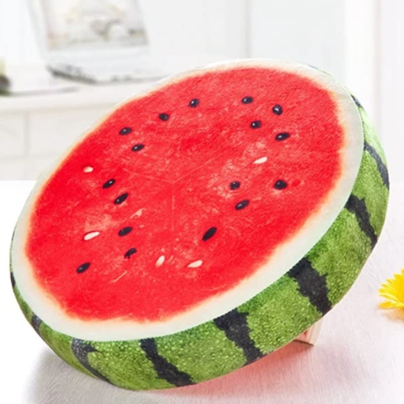 Melancia Redonda , Impressão Decorativa De Pelúcia Engraçada Almofadas Recheadas De Frutas Almofada De Assento De Brinqu