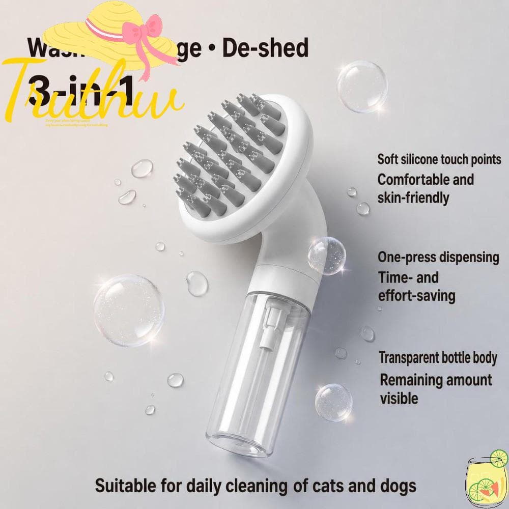 TRUTHW Escova Para Cuidados Com Animais De Estimação , Design 3 Em 1 36 De Banho Cães De Massagem Limpa , Cabeça De Sili