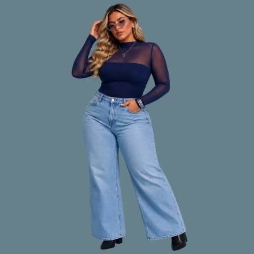 Body Tule Feminino Transparente com Manga Longa gola alta P ao 50 plus size escolha COM ou SEM top tube