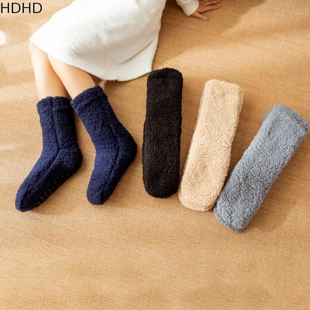 HDHD 1 Par De Meias De Inverno , Algodão De Cor Sólida Espessadas Chão Para Dormir À Prova De Frio Casa