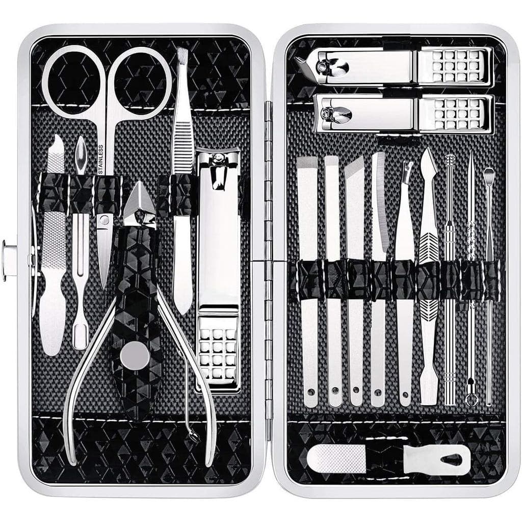 Conjunto de Manicure Yougai 18 Peças em Aço Inoxidável com Estojo Preto |   Kit Profissional de Manicure, Cortadores de