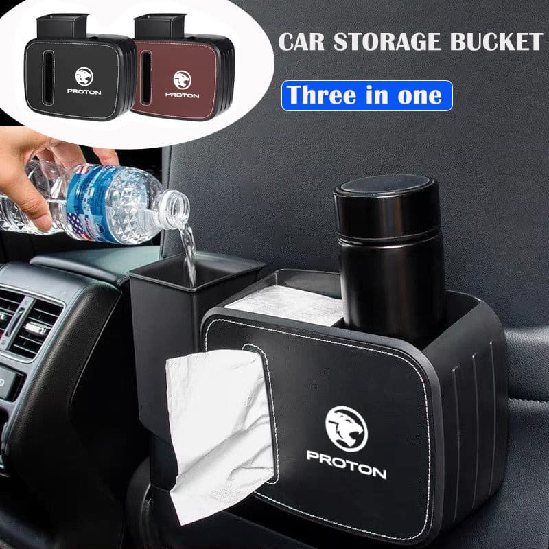 Lixeira para carro 3 em 1, bolsa de armazenamento para porta do carro, caixa de armazenamento multifuncional para pendur