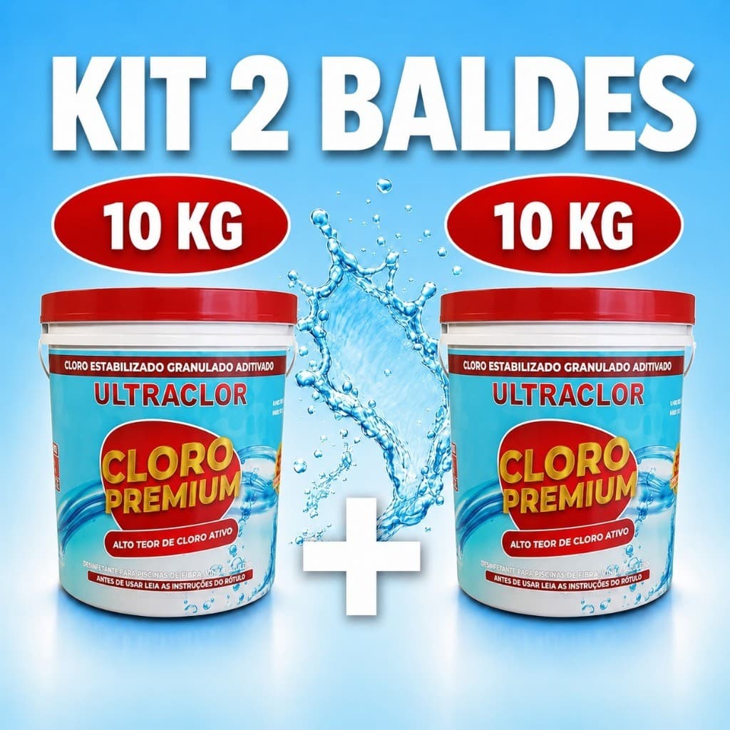 Kit com 2 Baldes de Cloro Premium 10kg  - Cloro para Piscinas Ultraclor