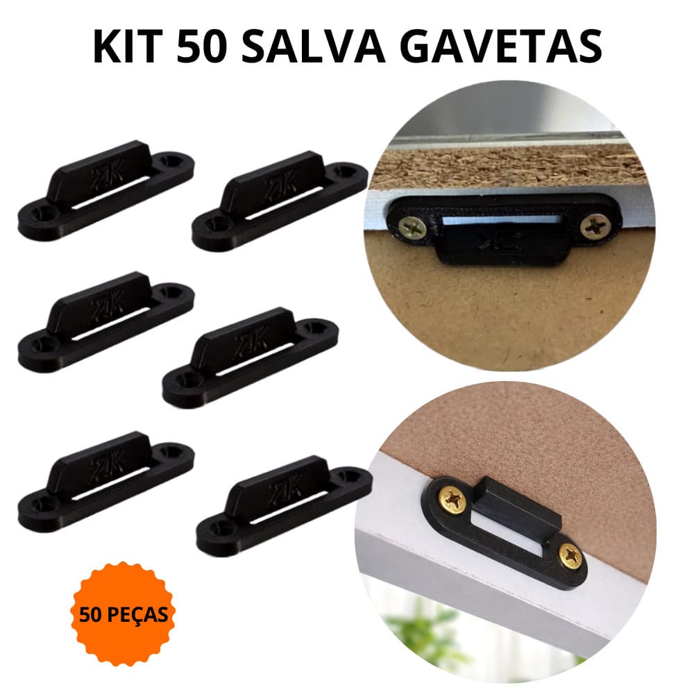 Kit 50 Presilhas Reforço Gaveta Fundo Não Cai Fixador Ajuste Alta Resistência