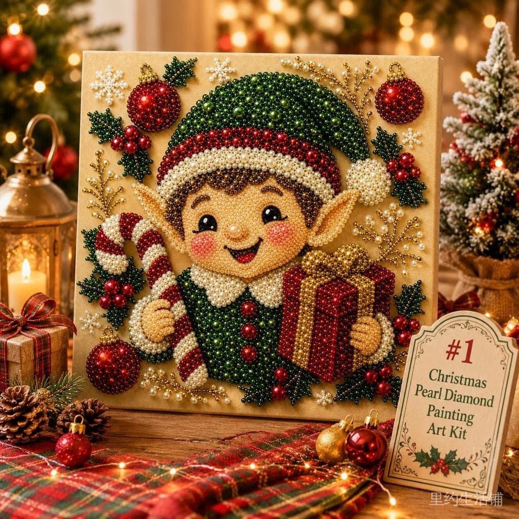 Kit de Arte de Pintura com Pérolas e Diamantes para o Natal, Artesanato com Pérolas de Natal para Iniciantes, Kit de Pin