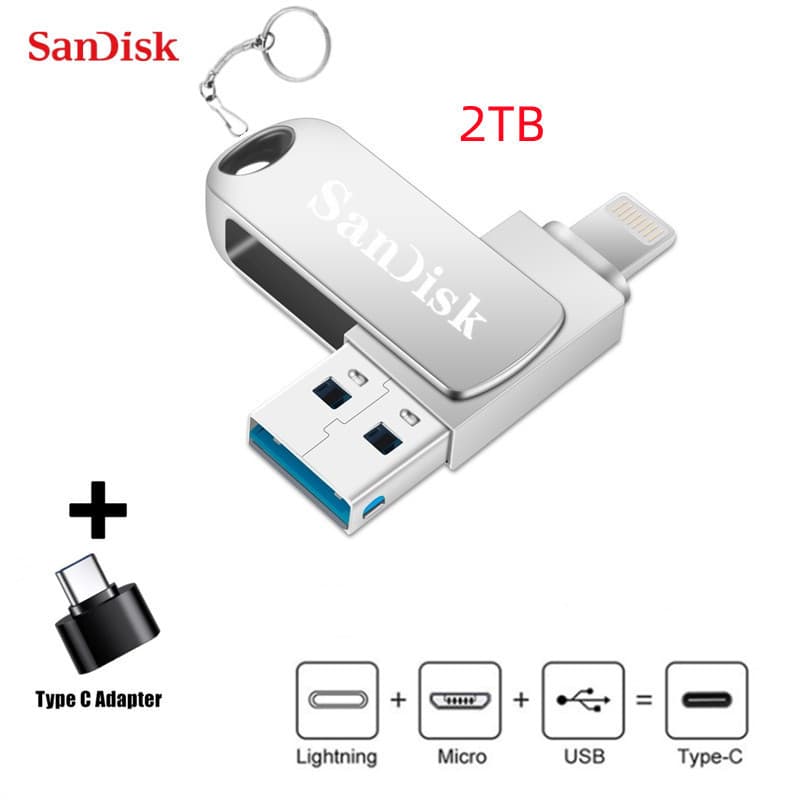 Unidade flash De 2 Tb 4 Em 1 USB 3.0 memory stick 1/512 Gb/256/128 OTG Pendrive Velocidade Rápida Tipo-C Para Telefone/A