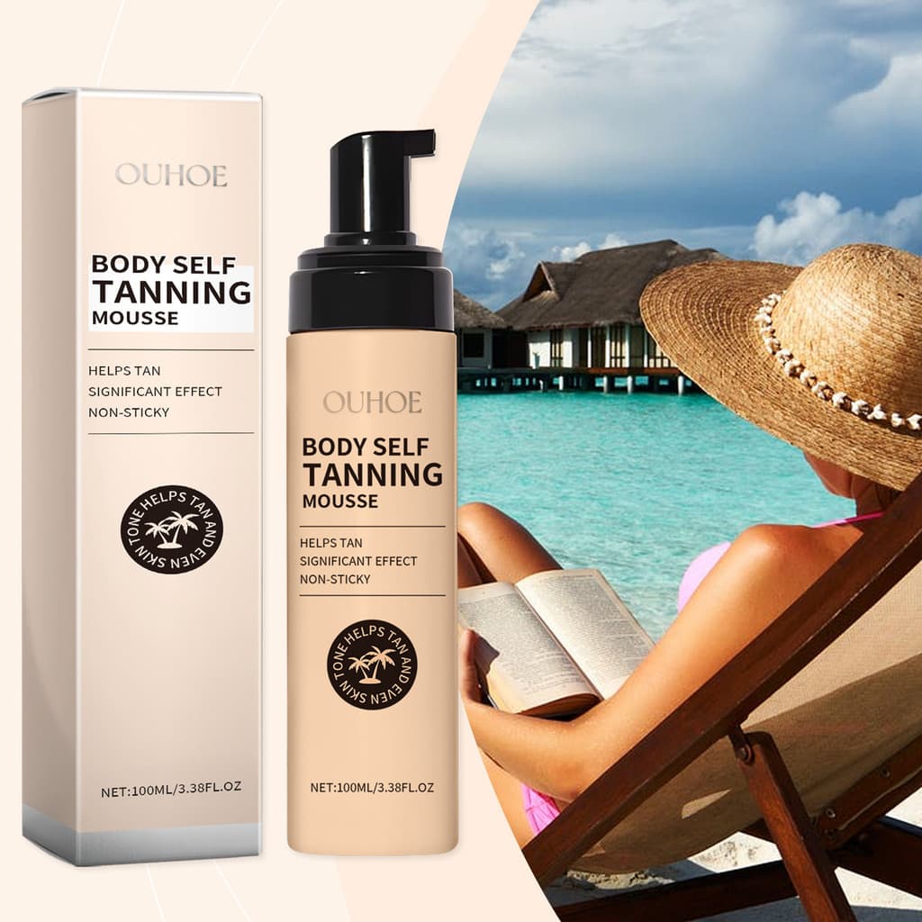 OUHOE Mousse Corporal Preta Verão Sol Bronze Pele Hidratante Mesmo Tom de Pele Mousse Preta