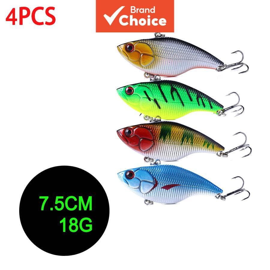 HENGJIA 4 peças isca artificial de afundamento VIB, crankbait sem lábio, isca dura artificial de 7,5 cm/18 g para todos