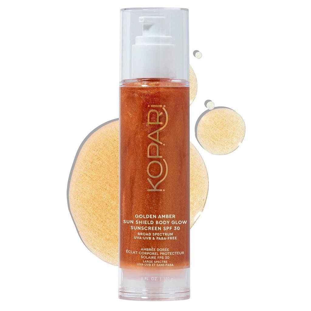 Creme Corporal Iluminador Kopari, proteção solar de amplo espectro índice 30, textura em gel leve e brilhante, rápida ab