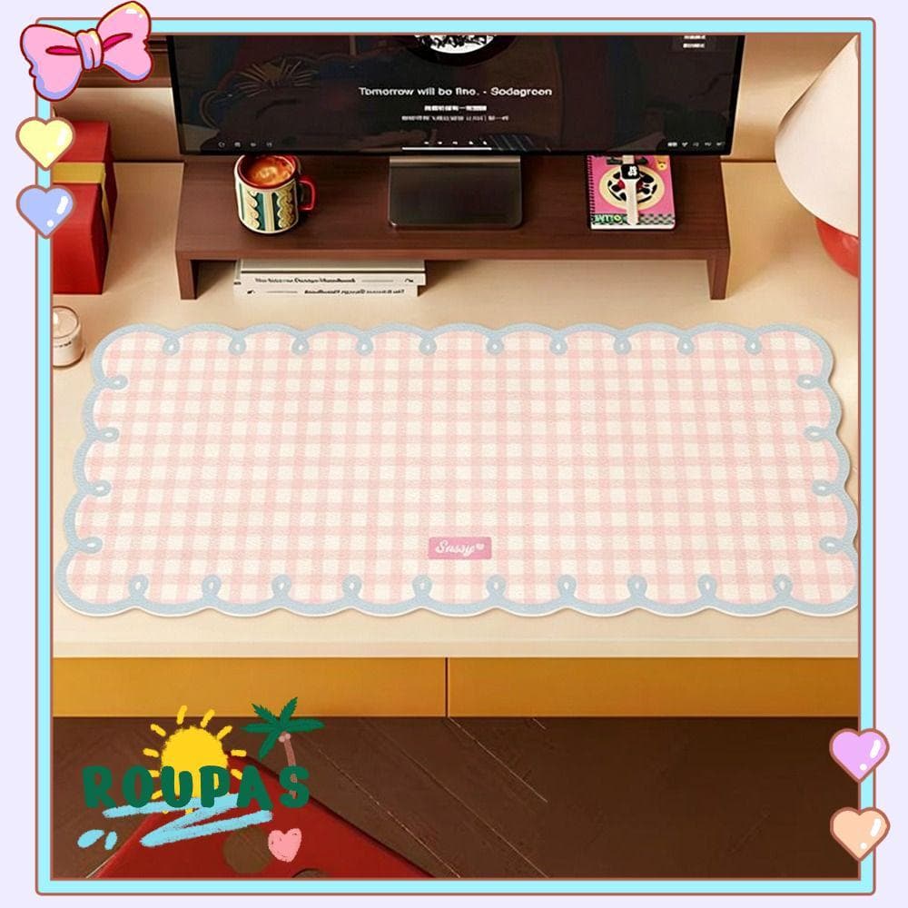 Tapete De Rato Extra Grande ROUPAS , Mesa Azul Rosa Antiderrapante De Computador Com Padrão Xadrez De PVC , Para Laptop