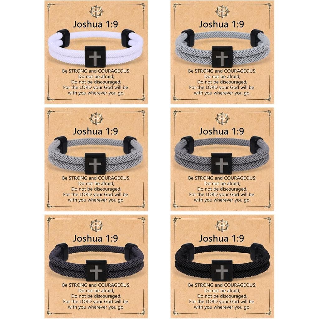 Giovanchi 6 Peças Pulseira de Cruz para Homens - Presentes Religiosos Cristãos de Páscoa para Homens e Mulheres - Pulsei