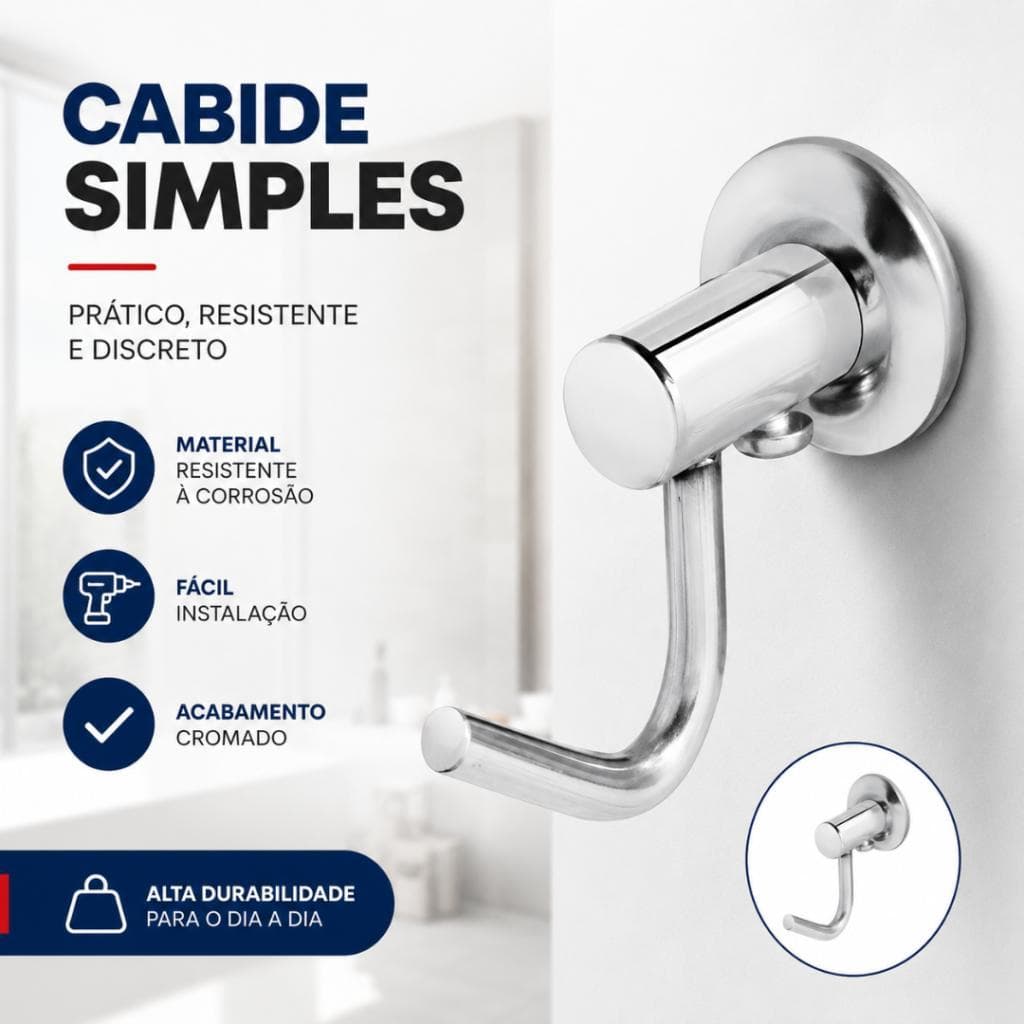 Cabide Gancho Simples Veneza Aço Inox Fixação Dupla de Parede Acessórios Para Banheiro