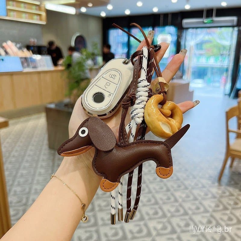 Chaveiro de Couro Personalizado com Design de Corda Trançada Estilo Ins, Série Miu, Decoração de Bolsa com Corda Trançad