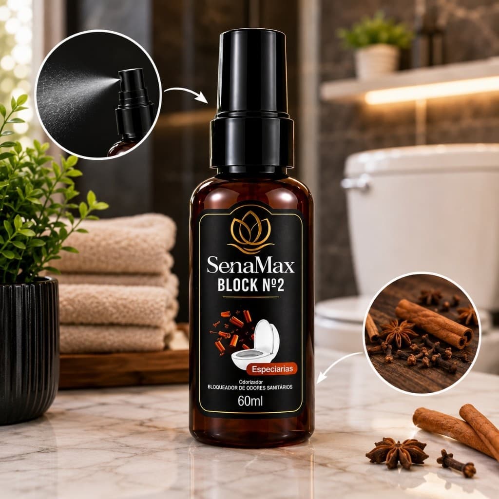 Bloqueador Odores Banheiro Essencia Especiarias Concentrado 60ml Natural Pratico