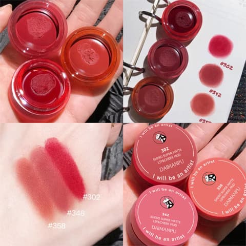 [Pincel para Lábios Incluído] Heroine's Little Paint Jar Lip Mud Lip Glaze Velvet Matte Mousse Matte Lip Glaze Portátil
