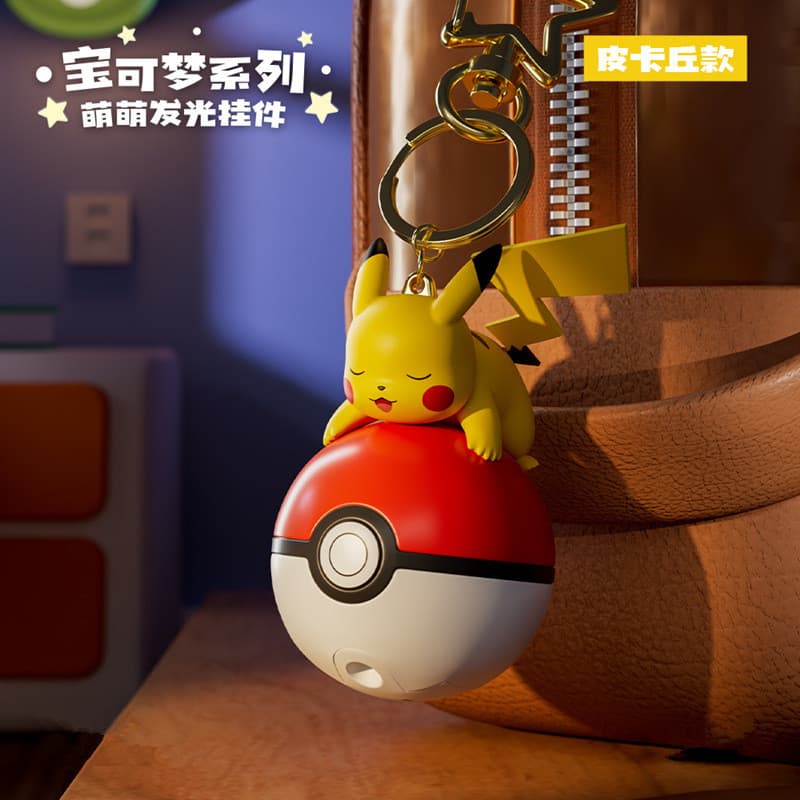 Pingente Luminoso Autêntico da Série Pokémon Fofa - Psyduck, Pikachu, Chaveiro Poké Ball, Decoração para Mochila Pokémon