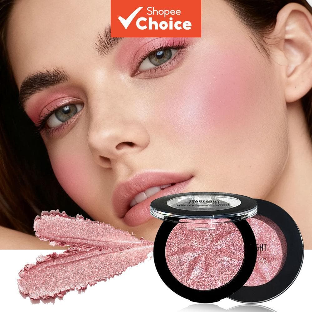 JUJU DREAM 9506 Paleta de iluminador e blush Starlight, brilho, contorno iluminador de longa duração, maquiagem natural