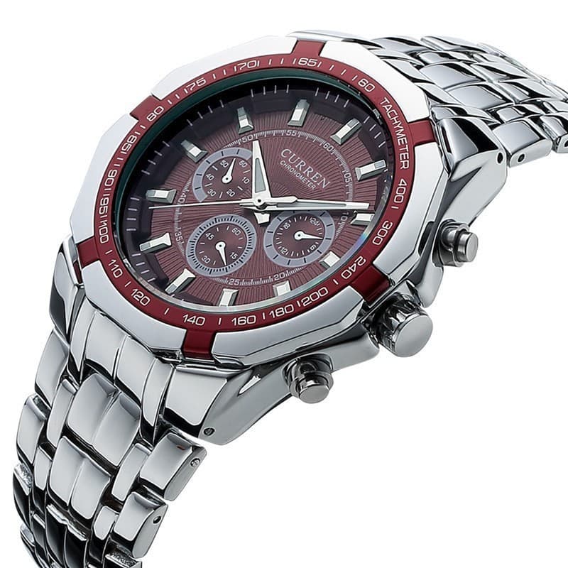 Relógio masculino estilo Casual, pulseira de aço, movimento de quartzo, relógio esportivo de seis pontos, multifuncional