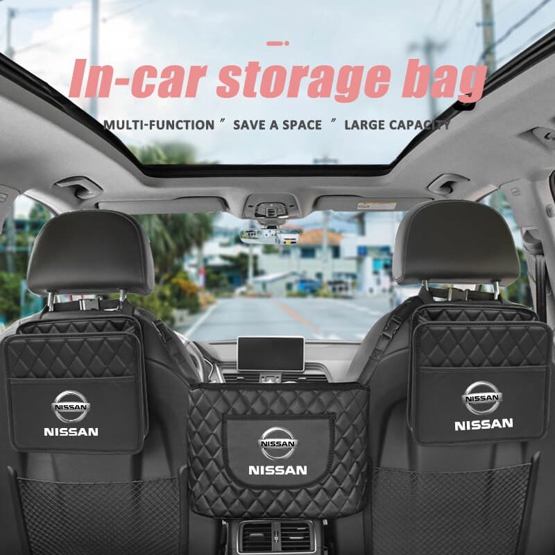 Bolsa Organizadora Universal de Couro para Encosto de Banco de Carro, Bolsa de Armazenamento Multifuncional para Nissan