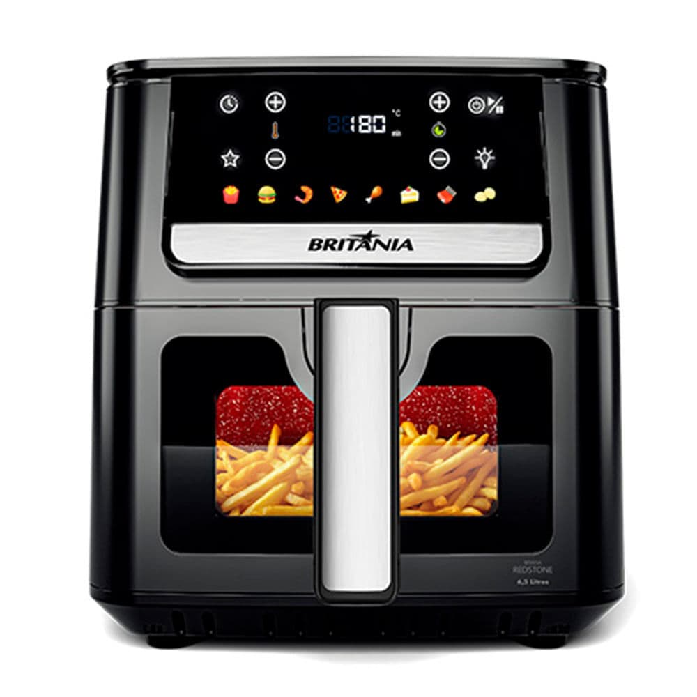 Fritadeira Air Fryer 6,5L Redstone Visor Glass Britânia BAF65A 127V