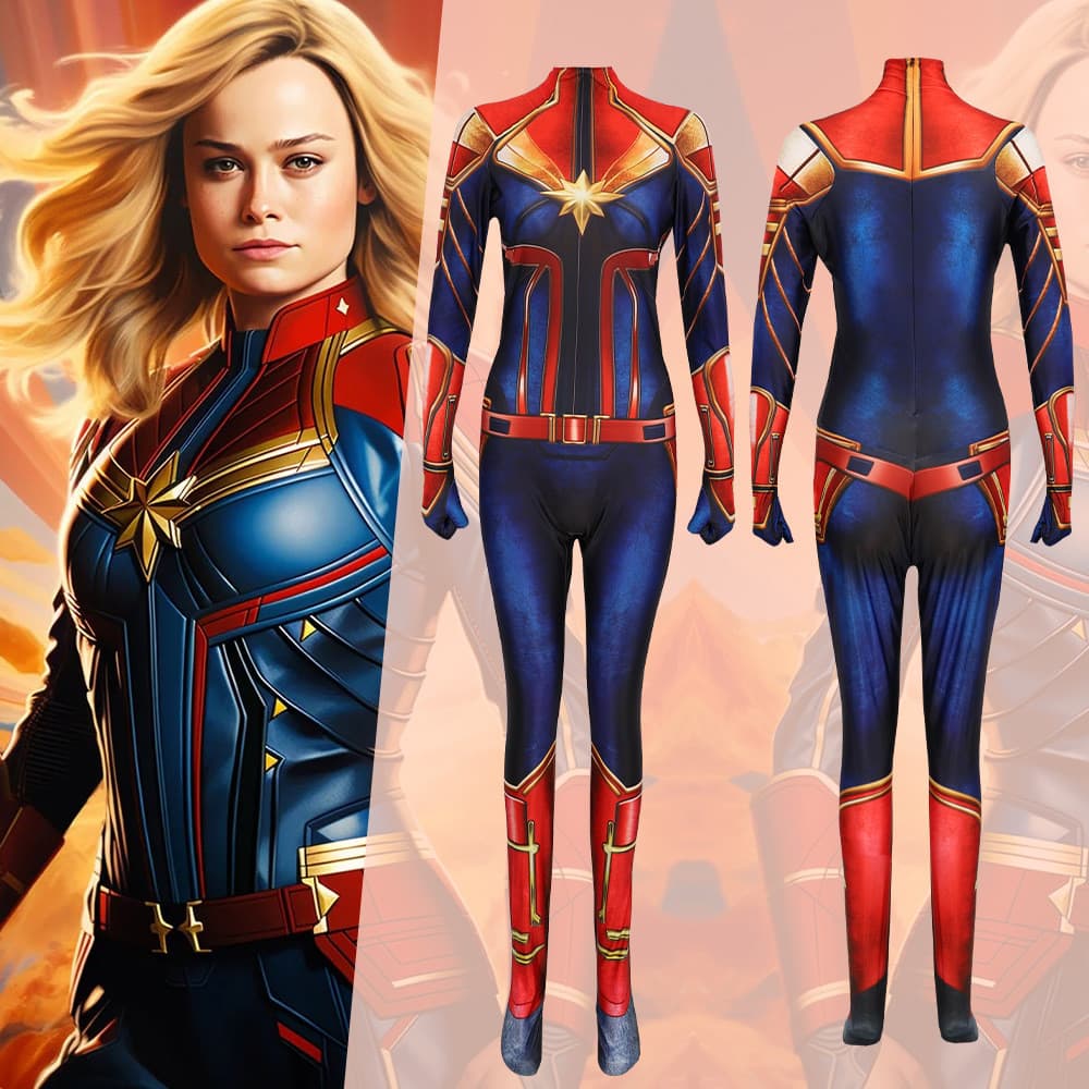 Halloween Capitão Marvel Apertado Cosplay Traje Palco Desempenho Macacão