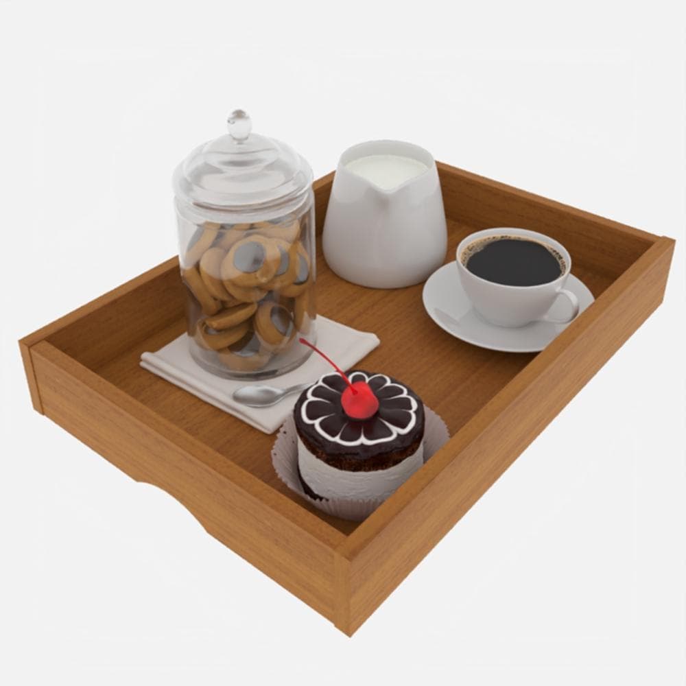 Bandeja Café na Cama Retangular Decorativa Para Mesa Bar Aparador e Cantinho do Café 43x31 cm - Lojas Moveis & Estilo