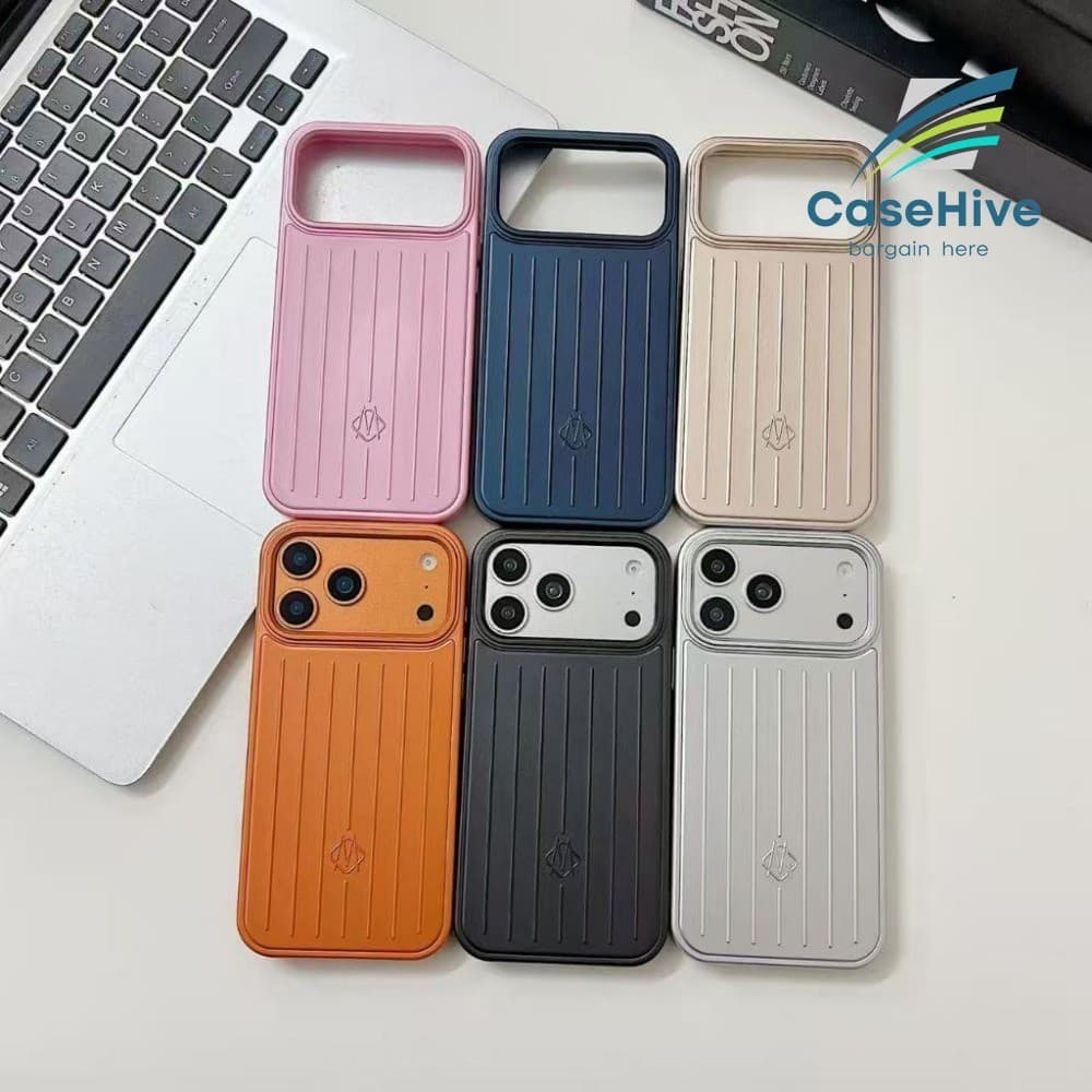Capa De Telefone Para PC Com Textura De Bagagem 3D Da Moda iPhone 18 17 16 15 14 13 12 Pro Max Chapeamento De Silicone M