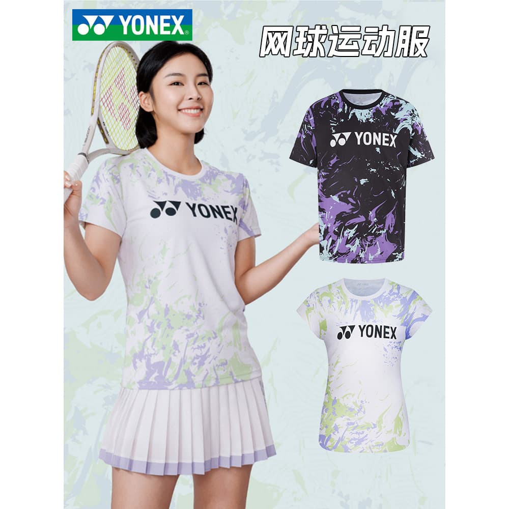 Genuíno yonex tênis camisa colete feminino yonex de manga curta camiseta de tênis masculino de secagem rápida competição