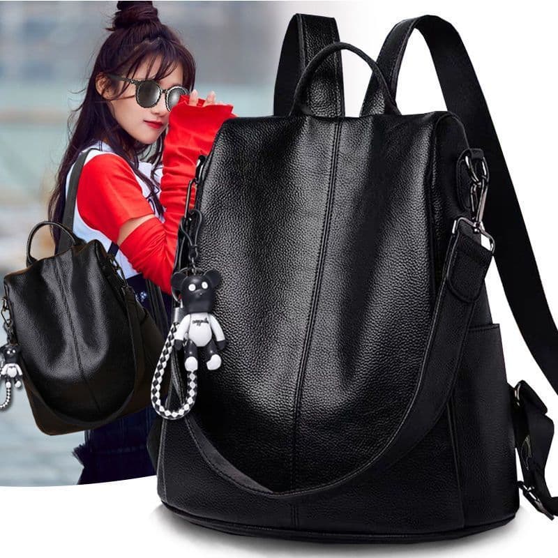 Textura de couro macio mochila feminina 2026 novo estilo moda Casual mochila senhoras versão coreana All-Match saco de v