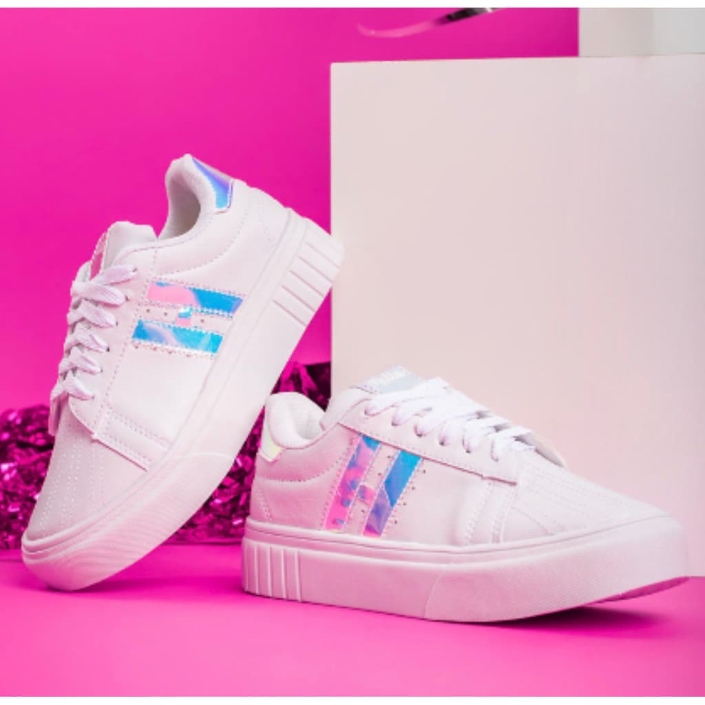 Tênis H Unissex Cor Holografico Sintetico Branco - Adulto 40% Off