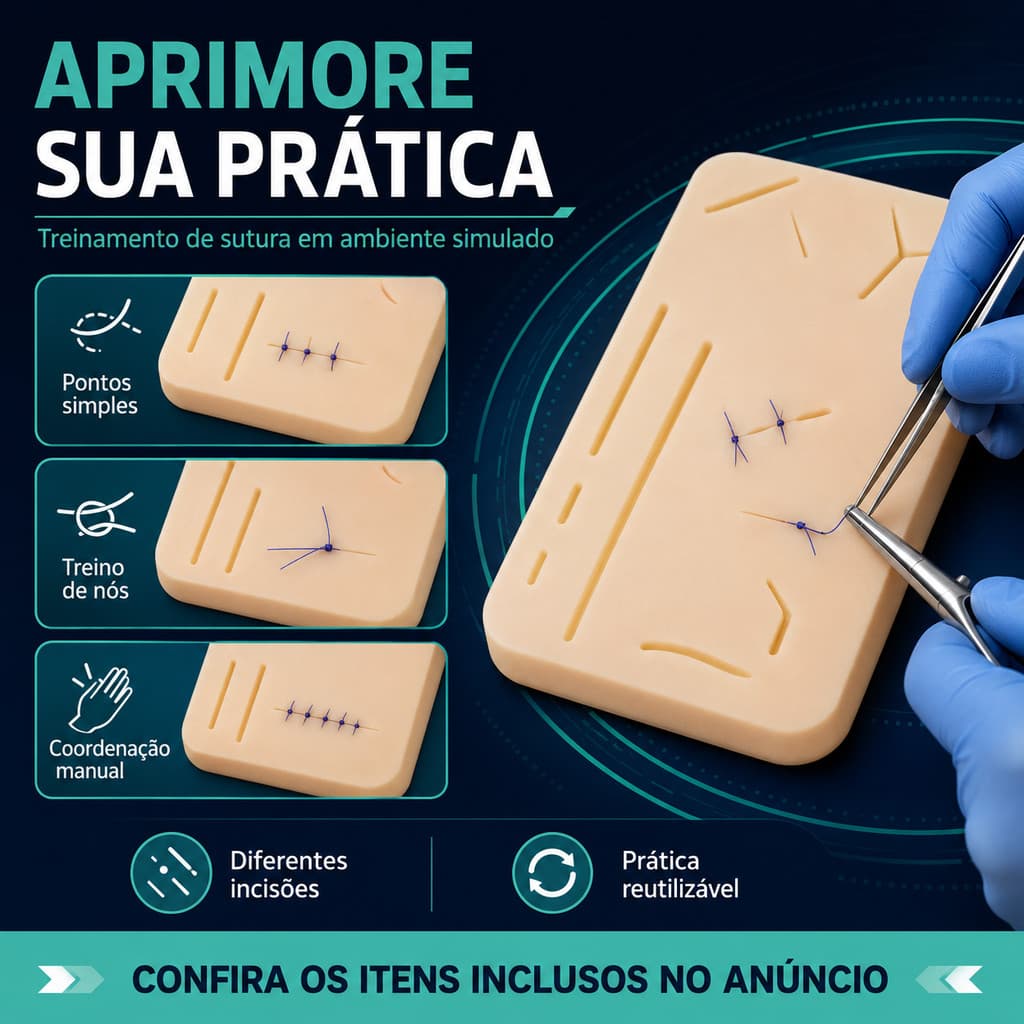 Pele Artificial para Prática de Sutura – Simulador Profissional Reutilizável para Estudantes