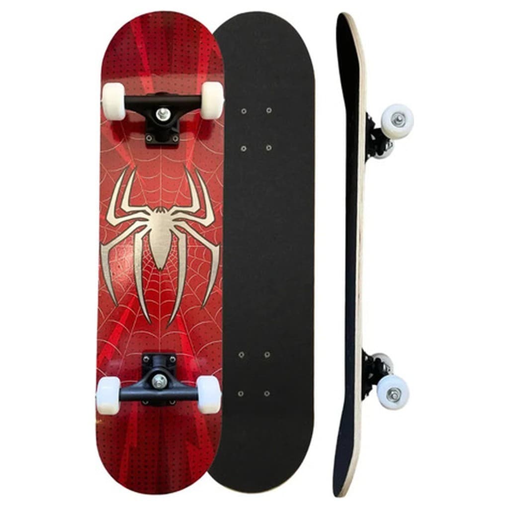 Skate Infantil Spider Aranha Completo 79cm Vermelho Até 70kg Iniciante