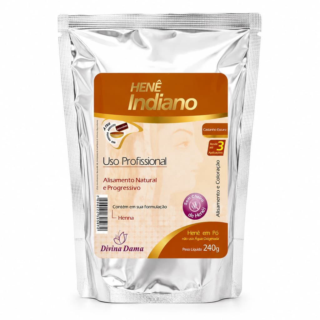Henê Pó Indiano Divina Dama 240g Castanho Escuro