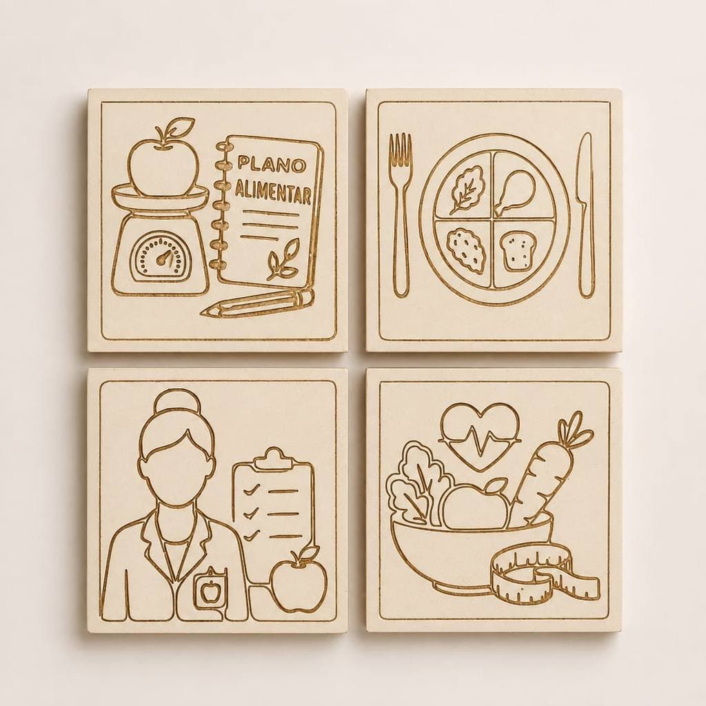 Kit 4 quadros profissão nutrição decorativos moderna