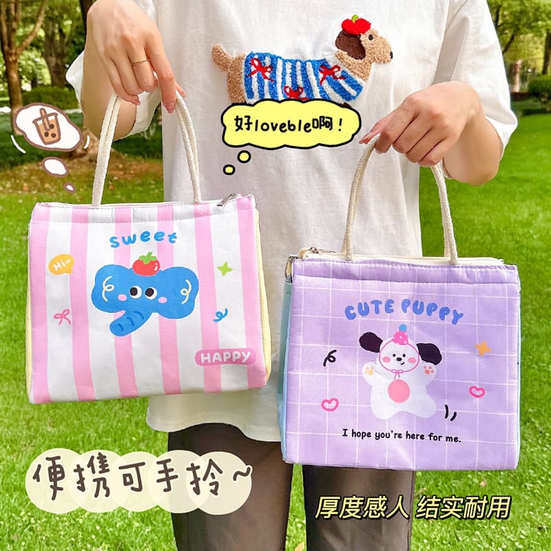 Bolsa térmica para estudantes e trabalhadores de escritório, bolsa isolada para guardar o almoço, bolsa fofa para o café