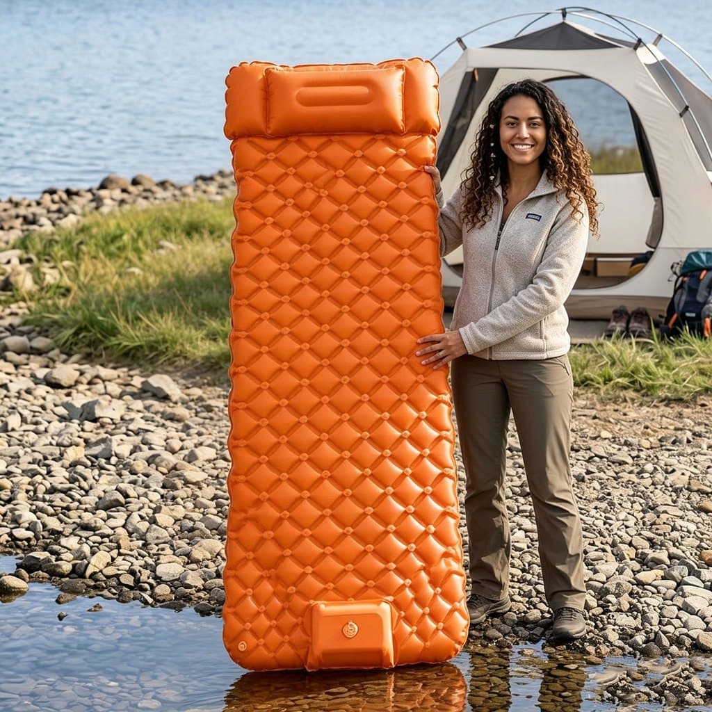 Colchão de ar individual portável interligável anti-umidade para barraca, indicado para camping e atividades ao ar livre