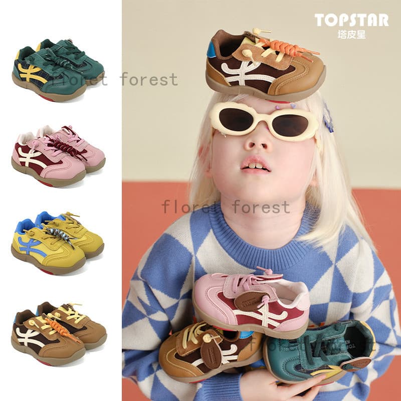 TopStar crianças Retro alemão sapatos de treinamento primavera outono meninos meninas tênis Velcro 1-6 anos de idade beb