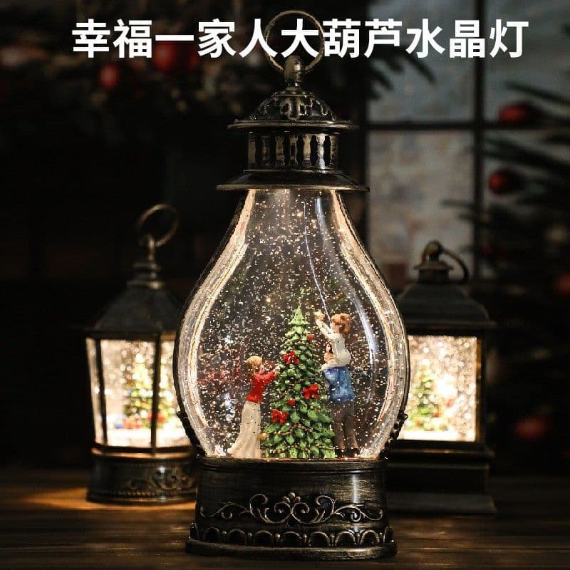 Família feliz 3 bolas de cristal de floco de neve árvore de natal caixa de música caixa de música presentes para meninas