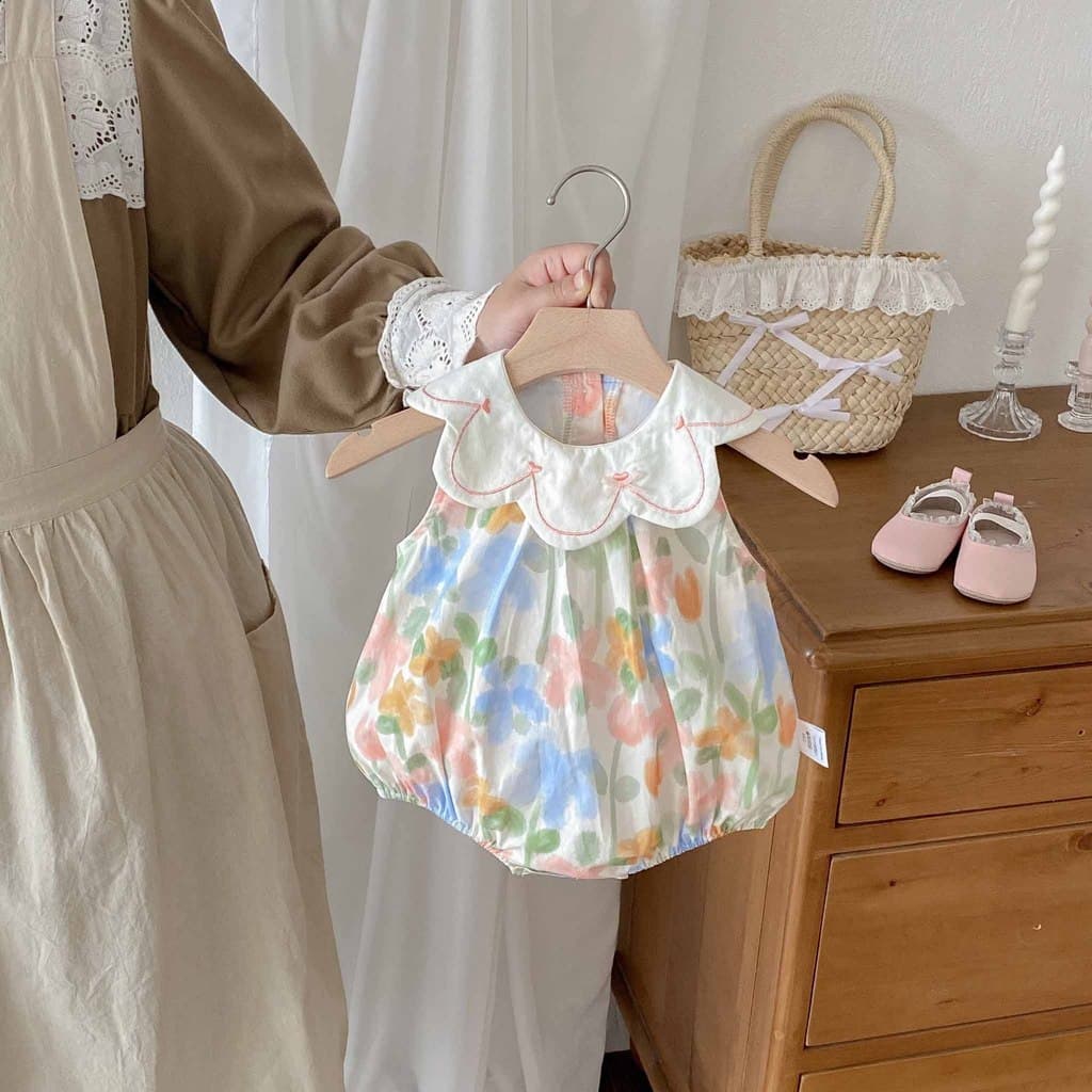 Bebê macacão de verão macacão bebê versão coreana colete macacão bebê menina Floral macacão bonito roupas de passeio