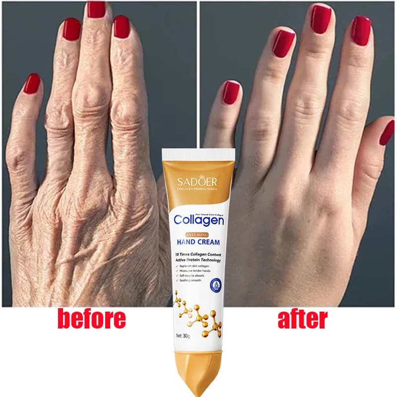 Creme para Mãos Anti-Rugas com Colágeno para Reparação de Pele Rachada, Nutre, Hidrata, Clareia e Alivia a Secura Co W56