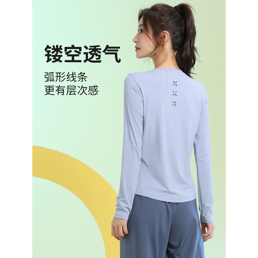 Outono inverno de manga comprida solta roupas de Yoga manhã feminina correndo respirável de secagem rápida topo ginásio
