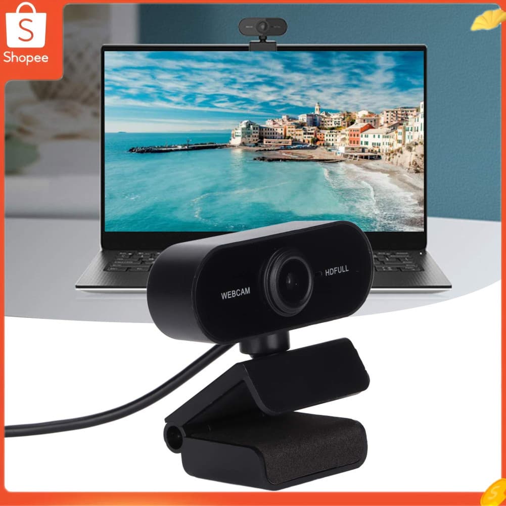 Webcam 1080P com foco automático, câmera de computador Full HD com microfone para transmissão ao vivo, videochamada,