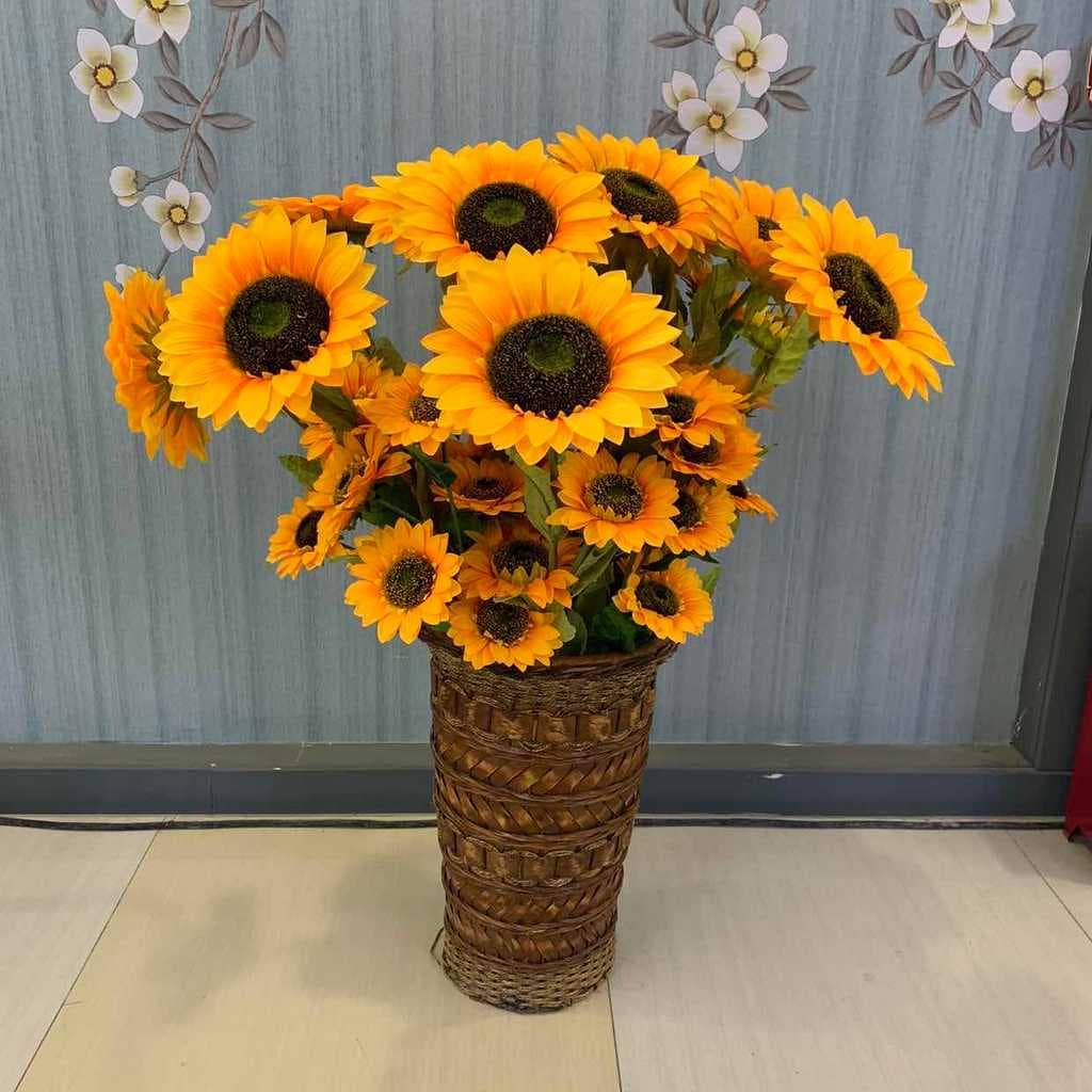 Simulação grande flor girassol Pastoral pequeno fresco girassol tiro adereços loja decoração de chão para casa