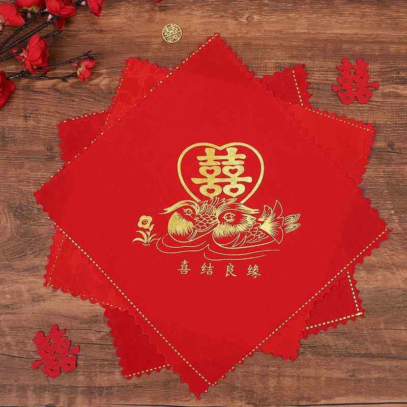 Suprimentos de casamento Xipa lenço vermelho pequeno lenço quadrado dedal decoração de casamento lenço de noiva retorno