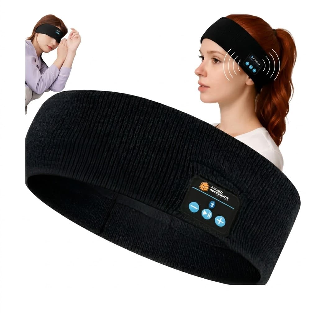 Faixa Cabeça Bluetooth Fone Ouvido Bandana Esportes Dormir Preto XC-FB-01