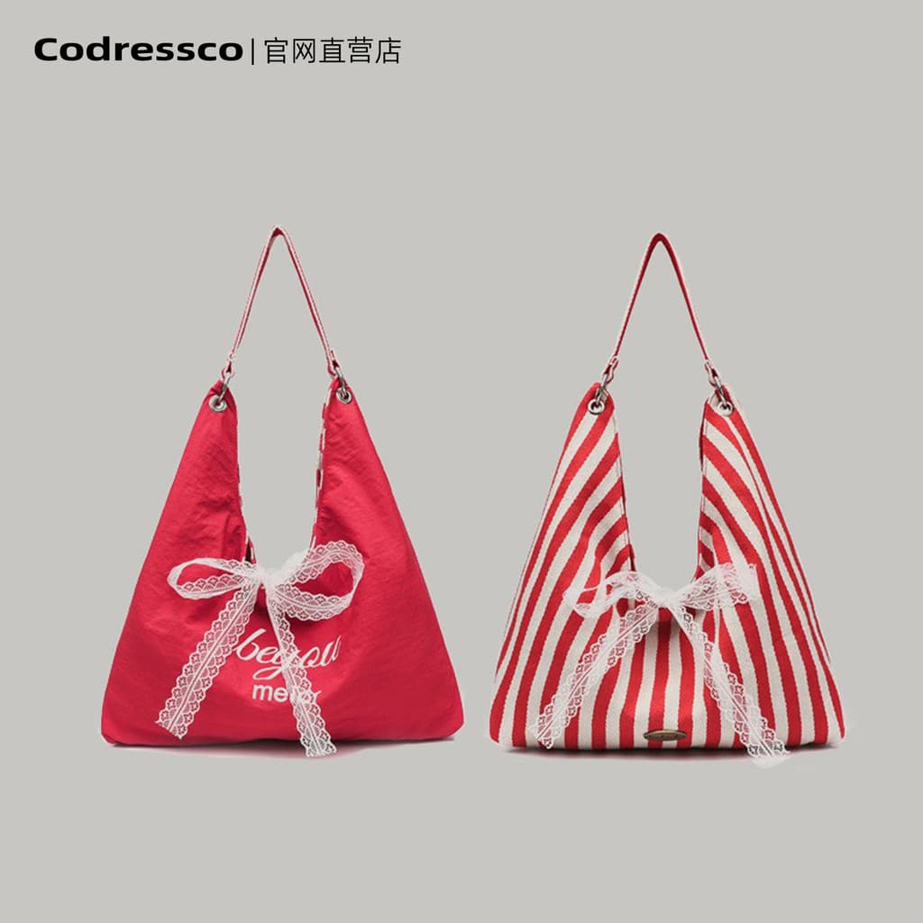 Bolsa de lona listrada feminina verão 2025 novo estilo dupla face vermelha na moda bolsa de ombro impressa bolsa de clas