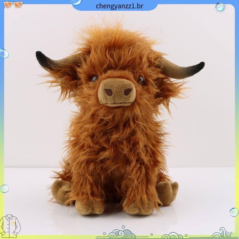 Influenciador de venda quente Highland Cow Highland Cow Plush Toy Simulação Boneca de panturrilha de vaca de pelúcia