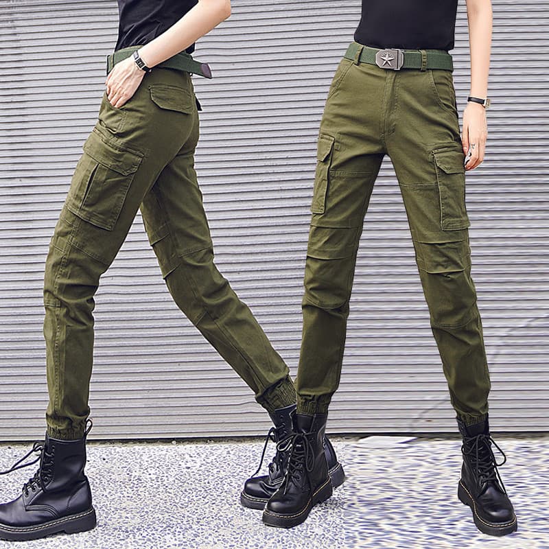Macacão feminino 2026 novo estilo Tie-up camuflagem americana pequeno mais magro olhar cintura alta calças casuais estil
