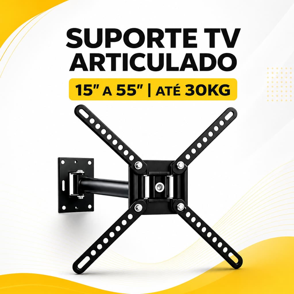 Suporte Articulado TV 15 a 55 Polegadas Universal Até 30kg Giro 180° VESA 400x400