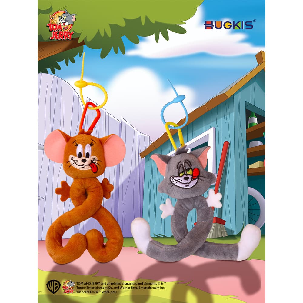 H HUGKIS Gato e Rato Pingente de Pelúcia Bonito Engraçado Mochila Chaveiro Torção Boneca Brinquedo